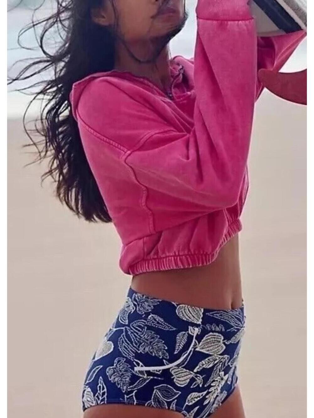$98 Free people Movement Valley Girl Sweat Heather Pink Sweatshirt Pullover XS - Picture 2 of 10